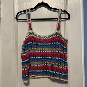 Crocheted rainbow top